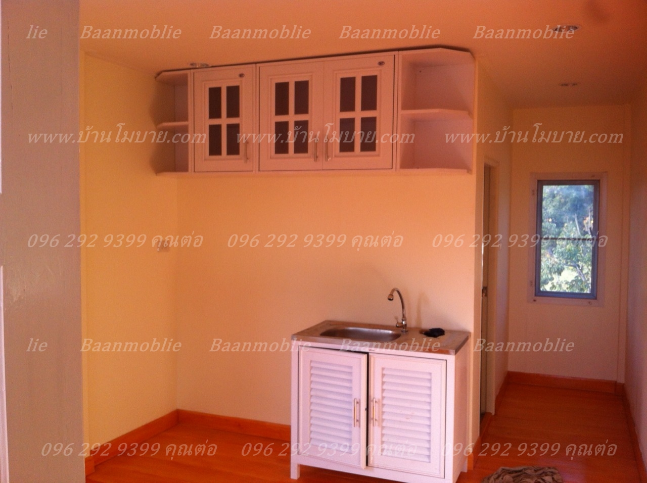 บ้านโมบายขนาด 6*6 เมตรระเบียง 3*3 เมตร (2ห้องนอน 1ห้องน้ำ 1ห้องรับเเขก 1ห้องครัว)