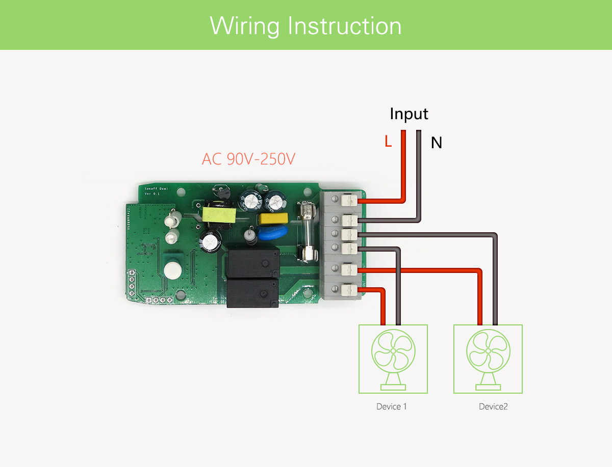 SONOFF DUAL สวิตช์เปิด/ปิด 2 ช่อง ผ่านโทรศัพท์มือถือ Smart Switch SONOFF