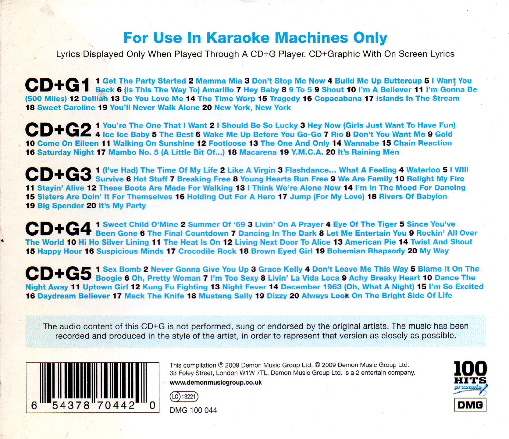 CD,100 Hits Presents Party Karaoke Romantic Classics For 5CD+Graphics (Various Artists)(2009)(UK)