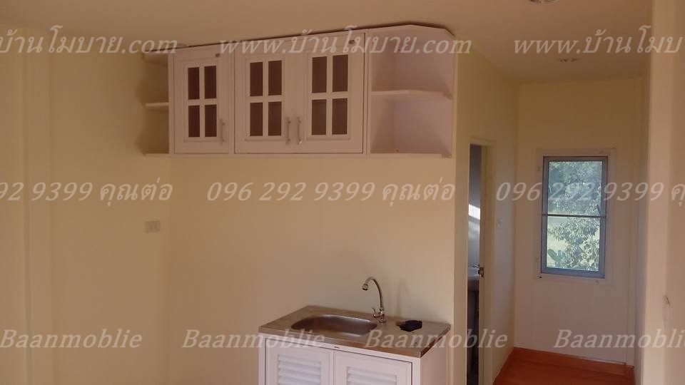 บ้านโมบายขนาด 6*6 เมตรระเบียง 3*3 เมตร (2ห้องนอน 1ห้องน้ำ 1ห้องรับเเขก 1ห้องครัว)