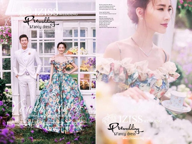 PW316 **พร้อมส่งเฉพาะชุดผู้หญิง** ชุดคู่ถ่ายพรีเวดดิ้ง (prewedding dress) & ชุดแต่งงานแฟนซี (Fancy wedding dress)ชายหญิง "ธีมสีเขียว-ขาว"
