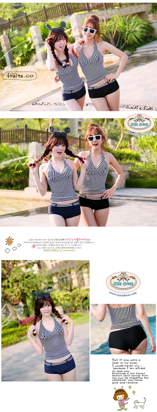 **พรีออเดอร์**ชุดว่ายน้ำ 2 ชิ้น two-pieces แบบเสื้อ+กางเกง ตัวเสื้อลายทางสีขาวสลับดำ ใส่คู่กับกางเกงสีพื้นตัดขอบเอวด้วยผ้าลายขวาง ทำให้ดูเท่ๆ หวานๆ ไม่โป๊คร้า สวยน่ารักเหมือนแบบค่ะ