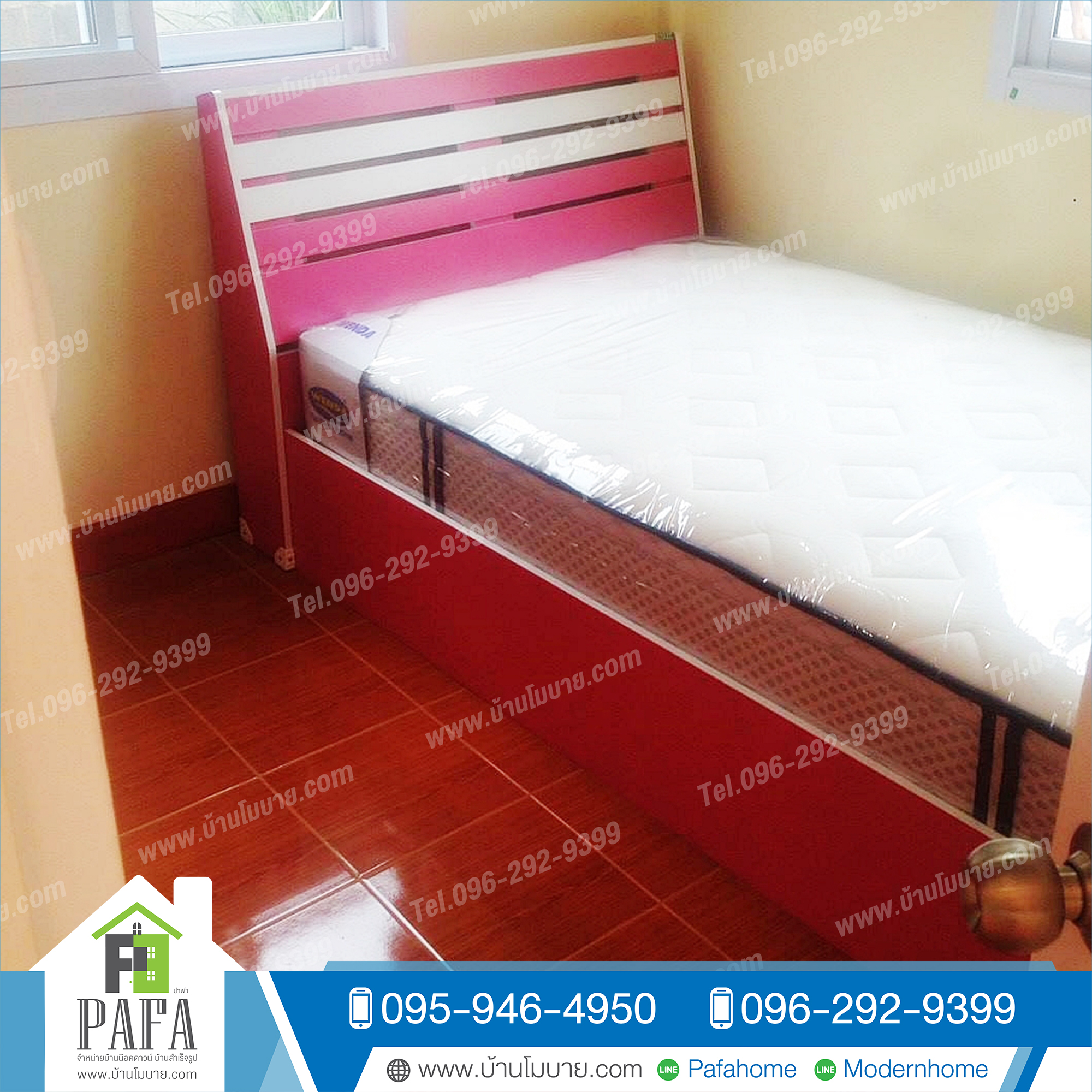 บ้านน็อคดาวน์ขนาด 7*6 เมตร (4ห้องนอน 2ห้องน้ำ 1ห้องรับเเขก 1ห้องครัว)