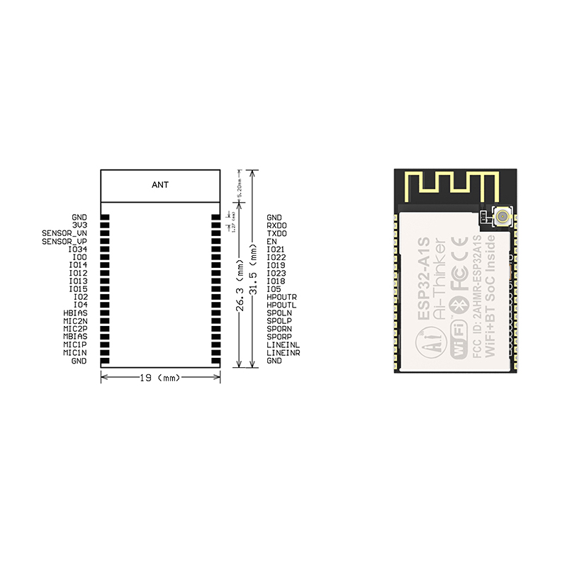 ESP32-A1S Bluetooth and WIFI Module Soc Inside IOT base on ESP32