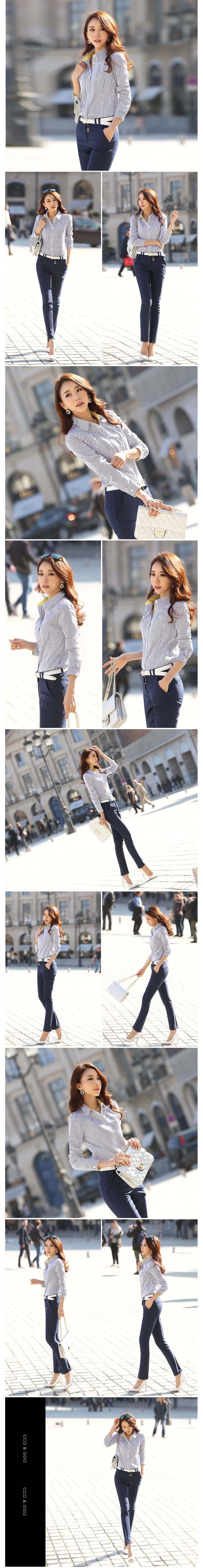 **หมดค่ะ**เสื้อใส่ทำงานผ้าค็อตตอนสีน้ำเงินกรมท่าแขนยาว ดีเทลตกแต่งช่วงคอและปลายแขนเสื้อด้วยผ้าเหลือง สวยคุณภาพดีเหมือนแบบค่ะ