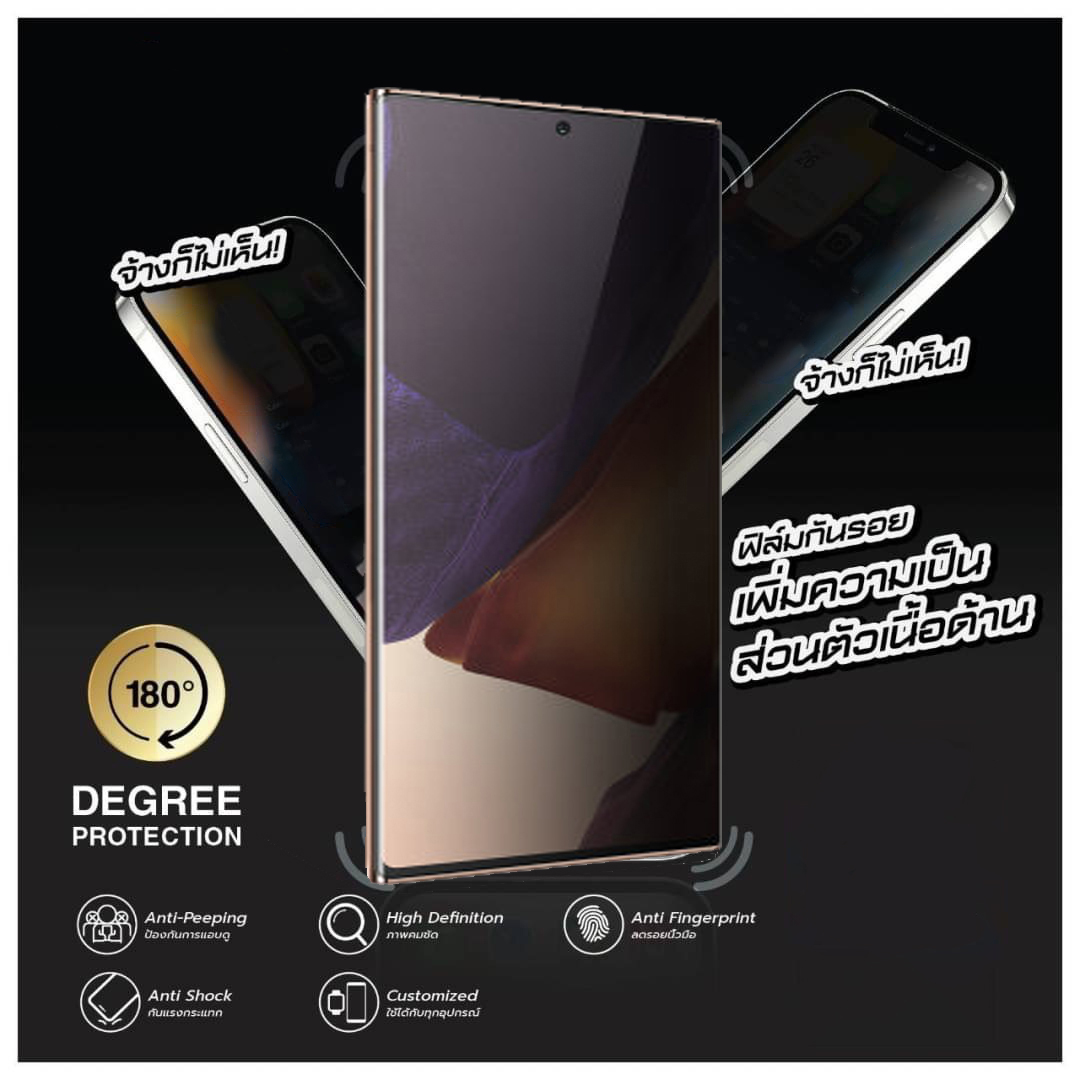 Hishield ไฮโดรเจล ฟิล์มกันคนมอง ด้าน ใส ไฮชิวล์ Matte Privacy ใช้สำหรับ iPhone 16 pro max S25 Ultra X200 Pro Find X8 Pro Magic 7 Pro ใบกำกับภาษี