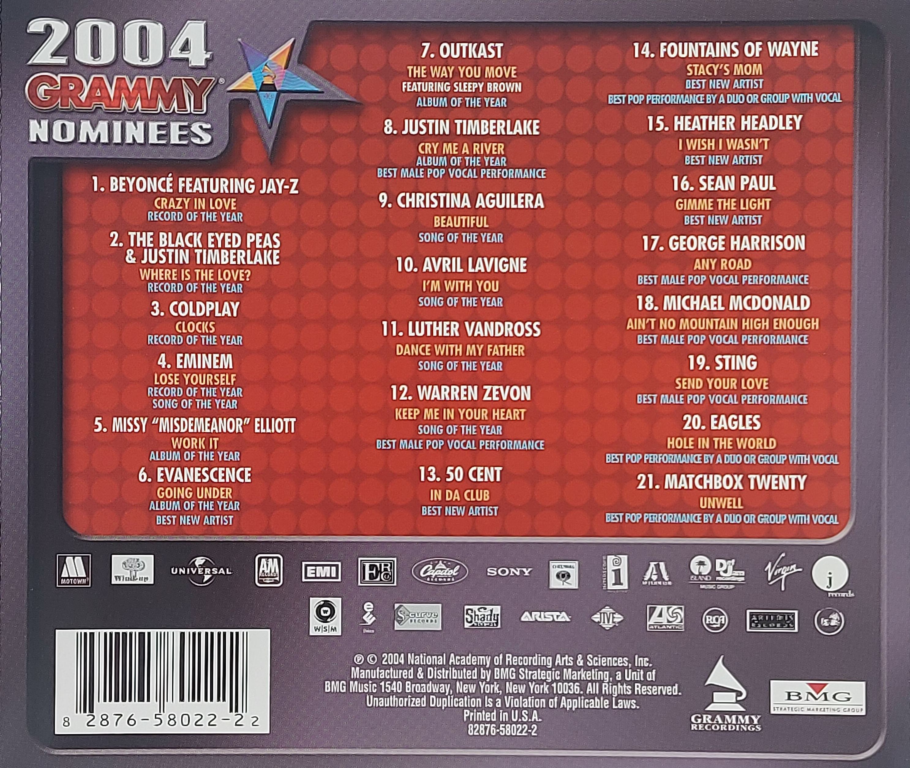 Used CD,2004 Grammy Nominees (A)(Various Artists)(2004)(USA)