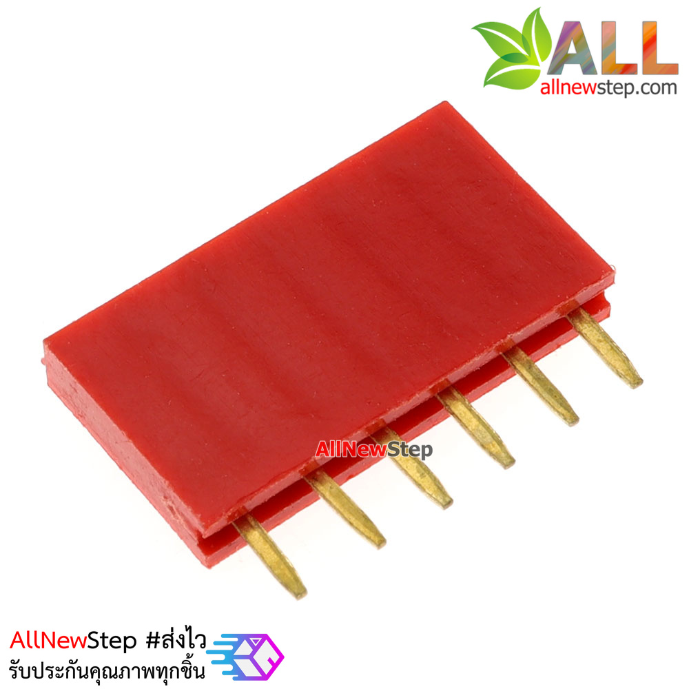 Pin header Female Header Single Row 2.54mm 6p Pin1x6 สีแดง