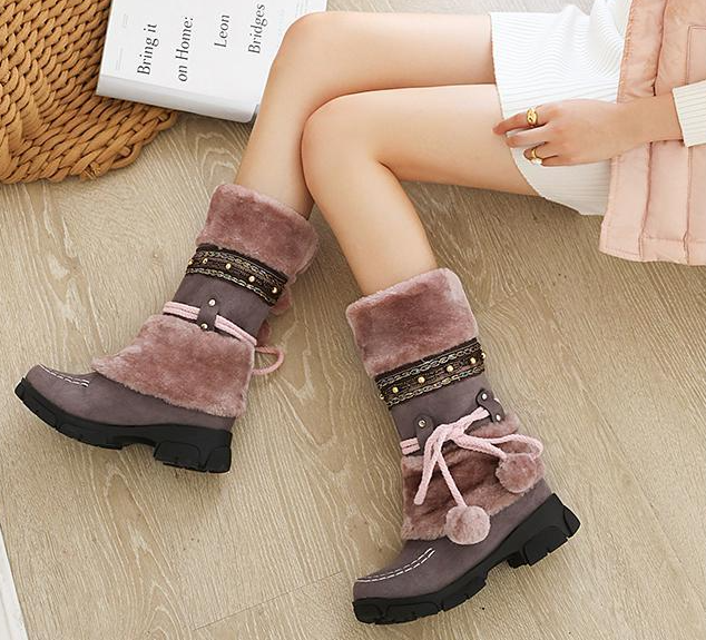 รองเท้าบูทกันหนาว ไซต์ 34-43 สีดำ/ม่วง/น้ำตาล/ครีม