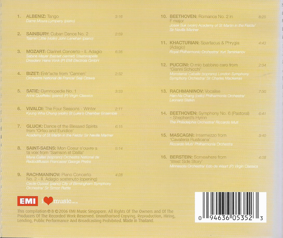 CD,Music For A Romantic Dinner - A Collection Of Beautiful Classics (instrumental)(VA)(2006)(Thai)