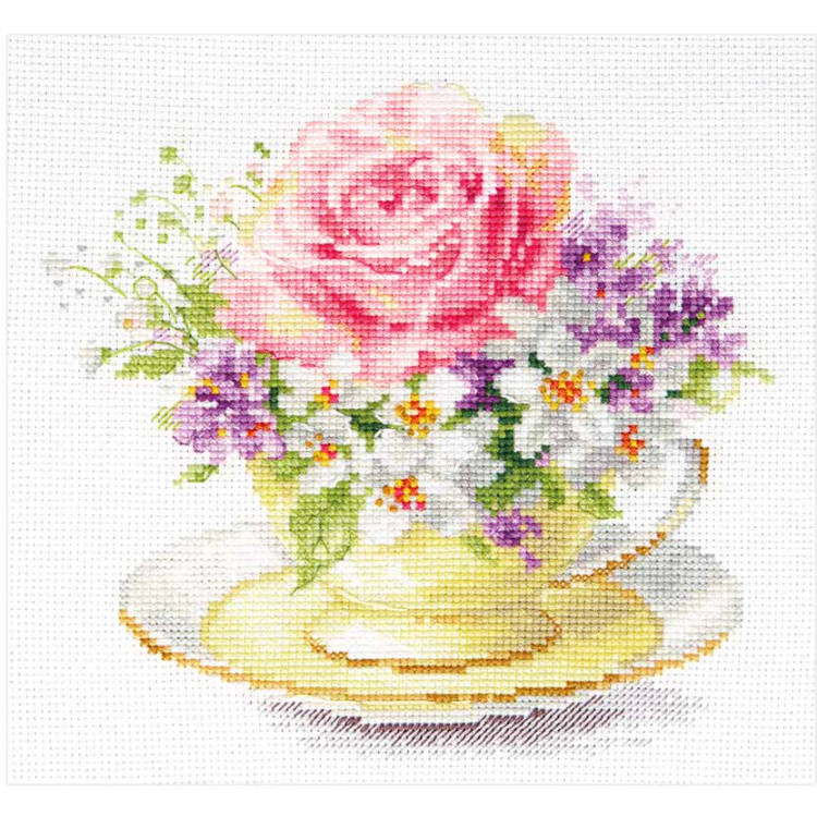 Alisa ชุดปักครอสติช Light Colors of the Morning, Cup with Rose