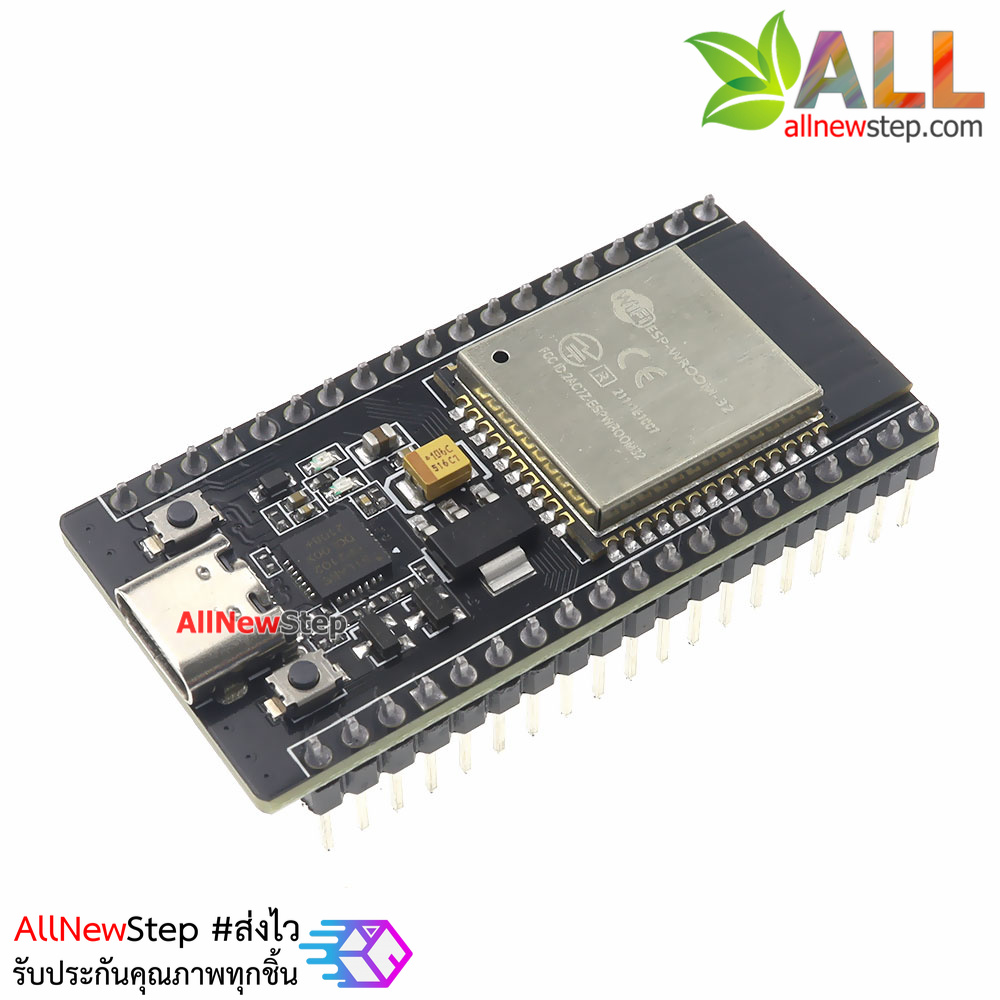 บอร์ด ESP32 NodeMCU 38p ESP-32 CP2102 type c 38 ขา หัวต่อแบบ usb type-c บอร์ดแบบแคบ ต่อกับบอร์ดทดลองได้