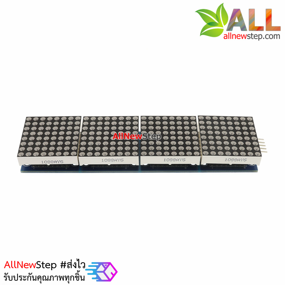 Green LED Matrix Driver MAX7219 IC Driver Module + LED Dot Matrix 8x8 1088AG ขนาด 32mm x 32mm 4 ชุด พร้อมสายไฟ จอสีเขียว