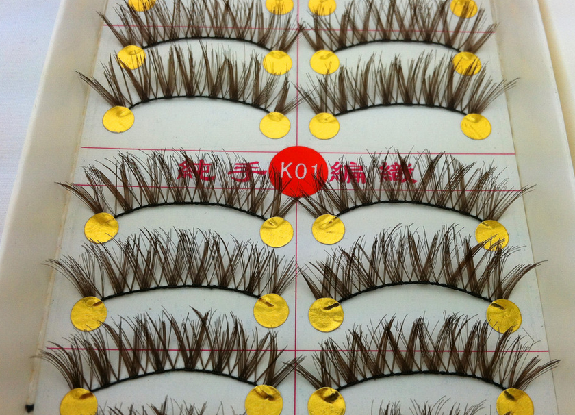 V-K01 ขนตาปลอม(ราคาส่ง)สีน้ำตาล ขั้นต่ำ 15 เเพ็ค คละเเบบได้