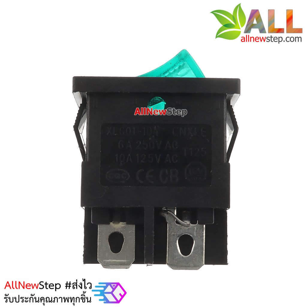 สวิตช์เปิดปิด 220V 6A Rocker switch KCD1 พร้อมไฟ LED สีเขียว