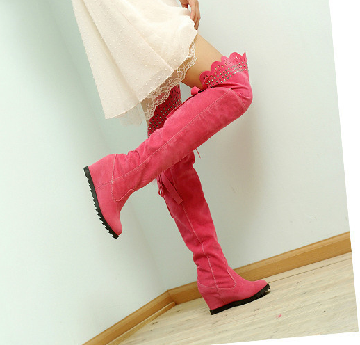รองเท้าบูทยาวส้นเตารีดสีดำ/แดง/ชมพู/เขียว/น้ำตาล ไซต์ 34-39