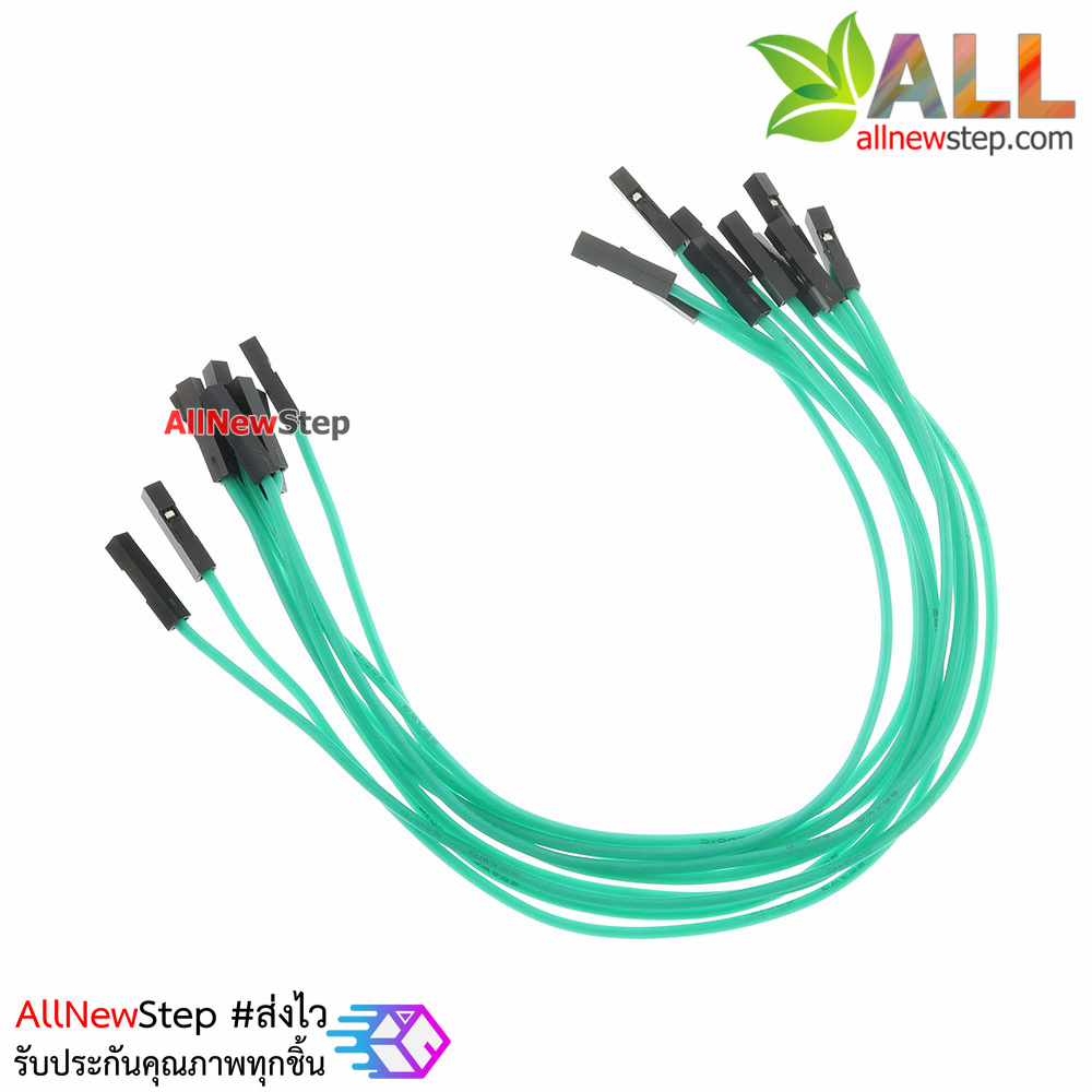 สายไฟจัมเปอร์ 20cm สาย jumper 20 cm จำนวน 10 เส้น เมีย-เมีย สีเขียว