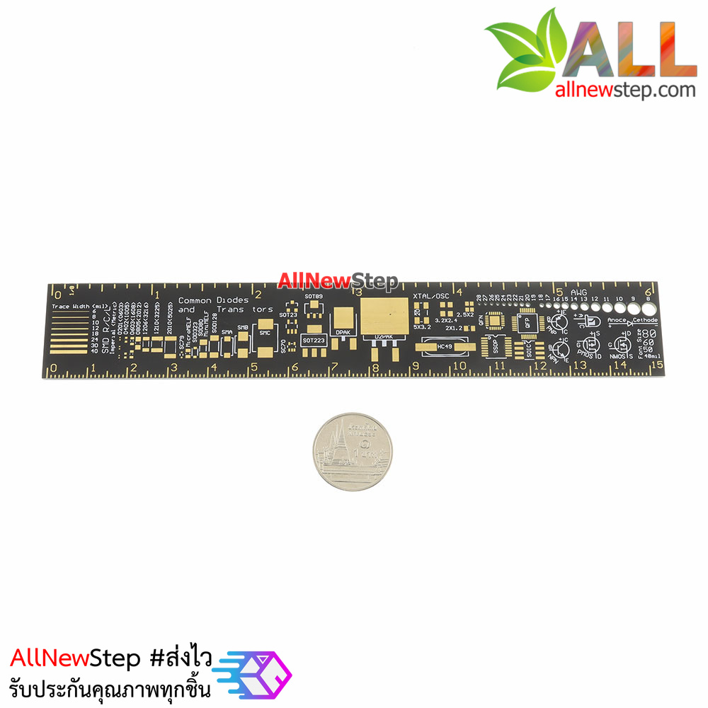 ไม้บรรทัด PCB ออกแบบวงจร PCB Ruler Engineering Ruler Gold PCB 15 cm