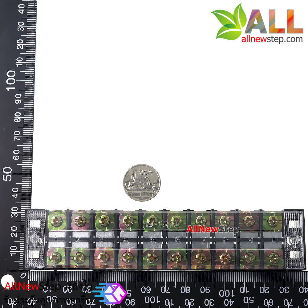 ขั้วต่อสายไฟ Terminal TB-2510 ขั้วต่อ 10 ช่อง 600V 25A