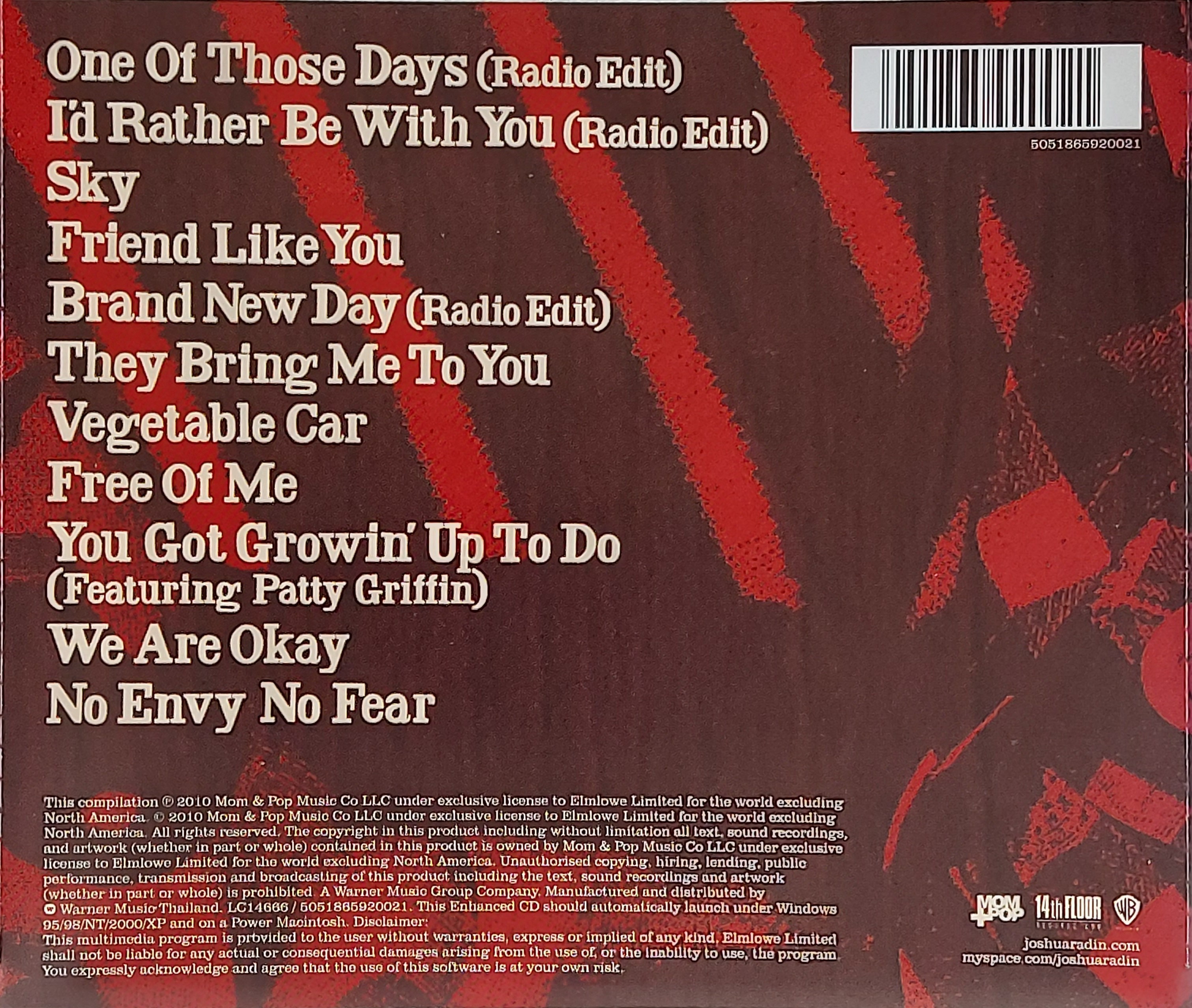 Used CD,Joshua Radin - Simple Times (C)(2010)(Thai)