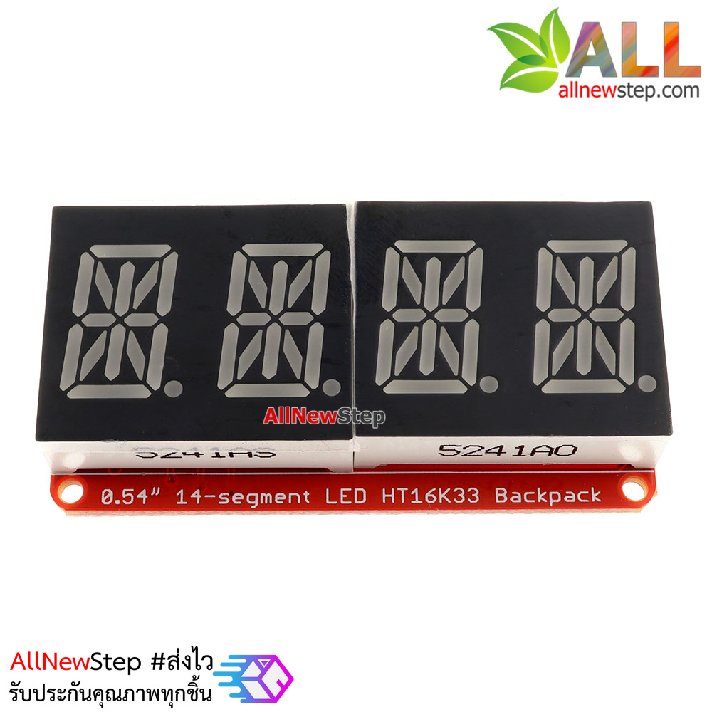 0.54 inch 4-bit 14-Segment Alpha-numeric LED I2C driver HT16K33 จอ LED สีแดง 4 หลัก 0.54 นิ้ว ไดรเวอร์ HT16K33 สำหรับ Arduino