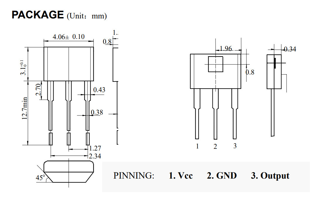 AH3503 503 linear Hall element Hall sensor TO-92 เซนเซอร์ตรวจจับแม่เหล็ก AH3503