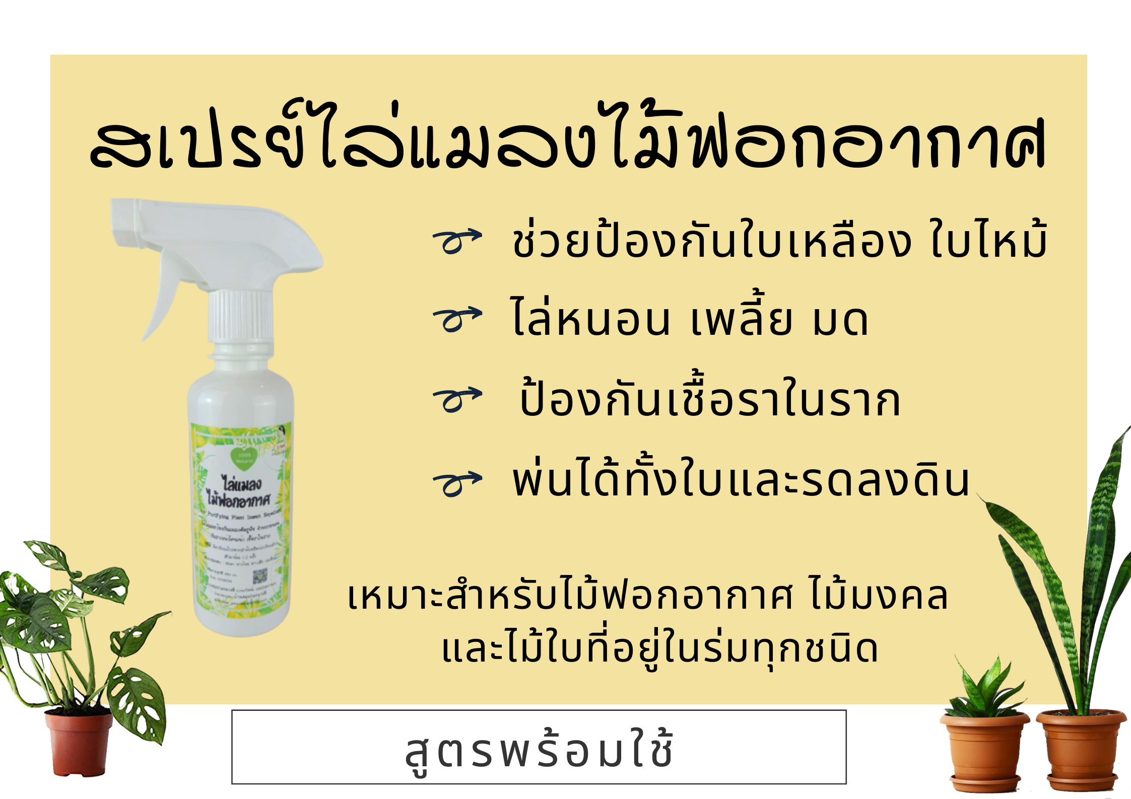 สเปรย์ไล่แมลงสำหรับไม้ฟอกอากาศ ปริมาณสุทธิ 500 ml.