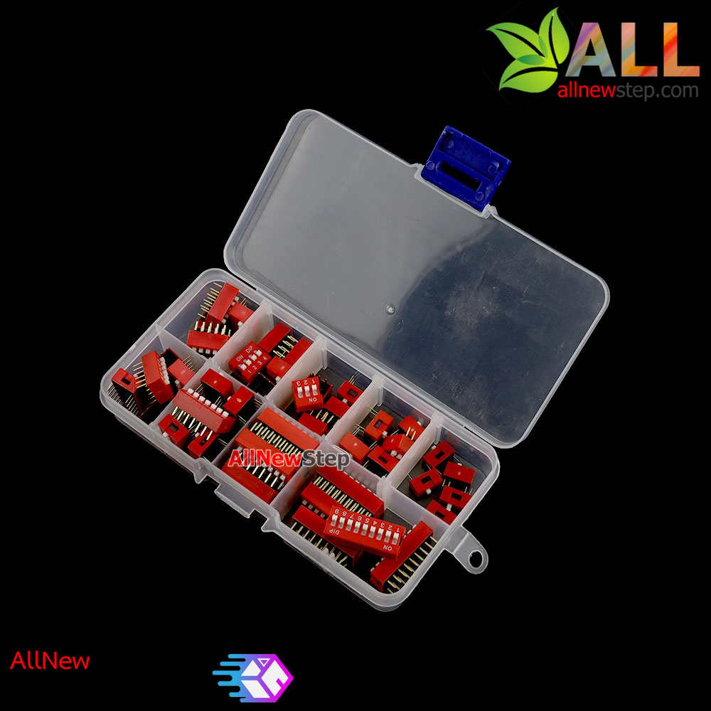 ชุดสวิตช์ DIP switch 9 แบบอย่างละ 5 รวม 45 ชิ็น พร้อมกล่องเก็บอุปกรณ์