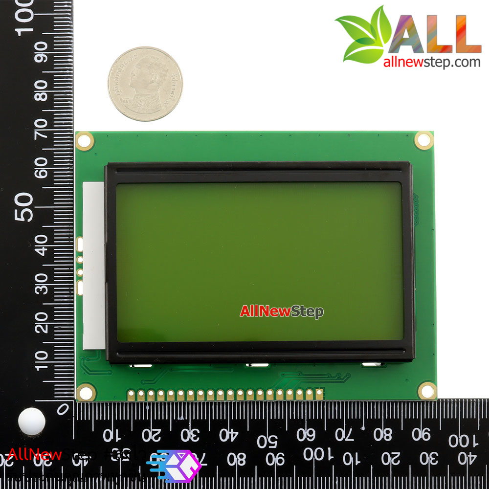 LCD 128x64 LCD Display Module 128x64 12864 Graphic Matrix LCD 5V สีเหลือง