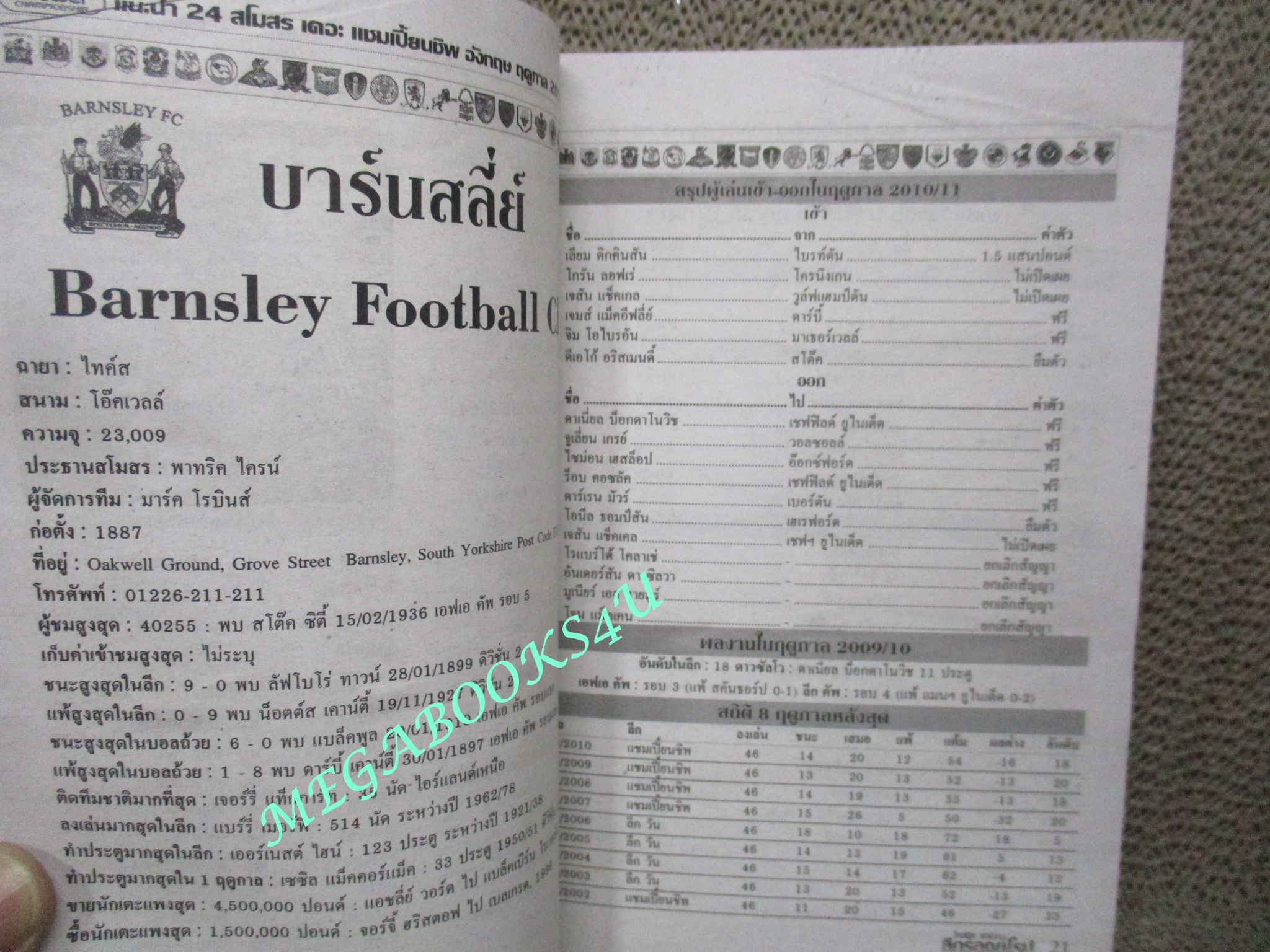 ไกด์บุ๊ก ลีกรองยุโรป 2010/2011 (สภาพ85-95%) นิตยสารฟุตบอล