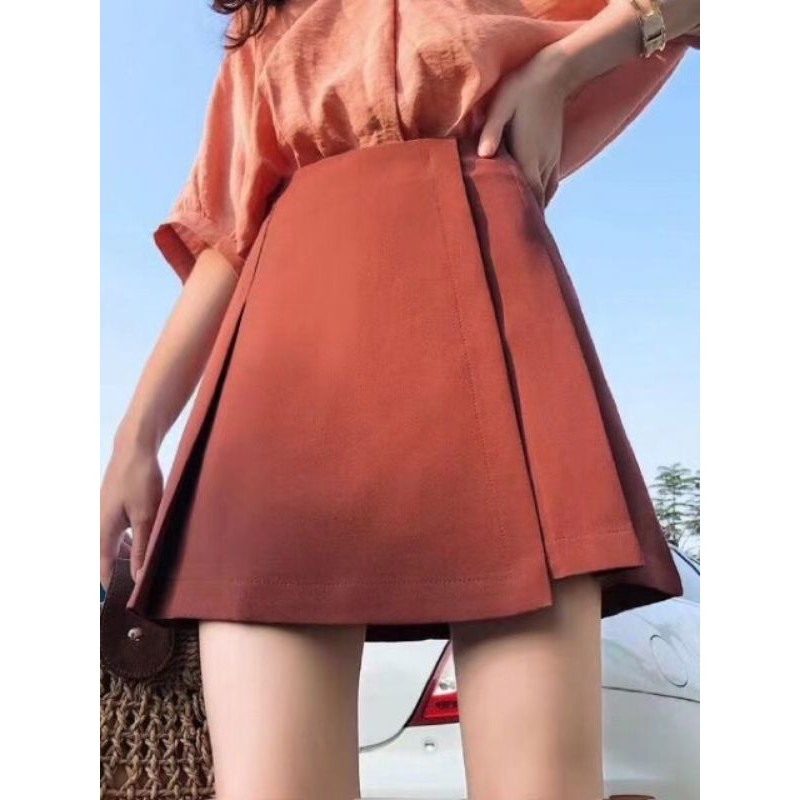 แพทเทิร์นกระโปรงป้ายหน้า ทรงเอ มีจีบ 2 ข้างด้านหน้า ซิปหลัง