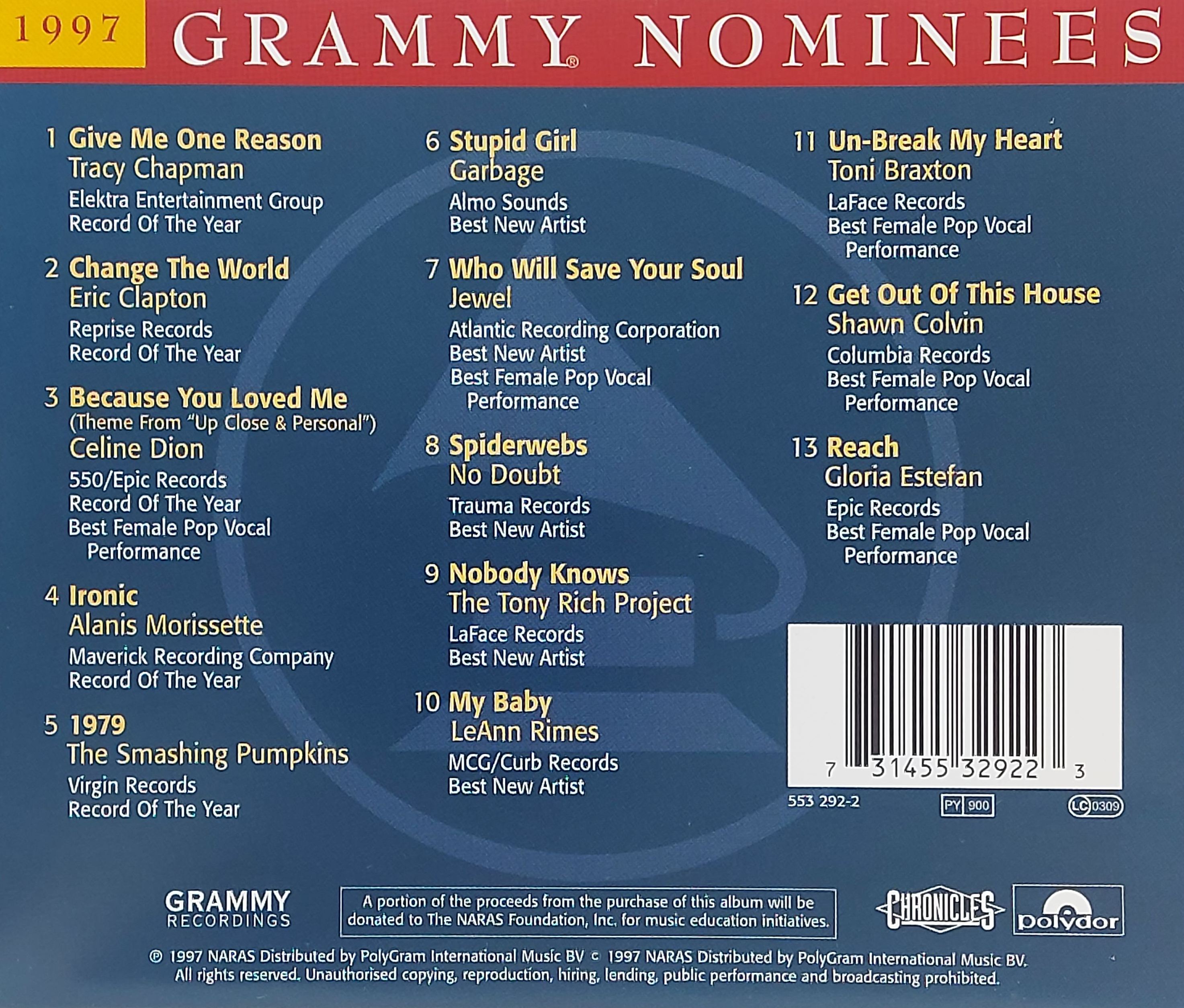 Used CD,1997 Grammy Nominees (A+)(Various Artists)(1997)