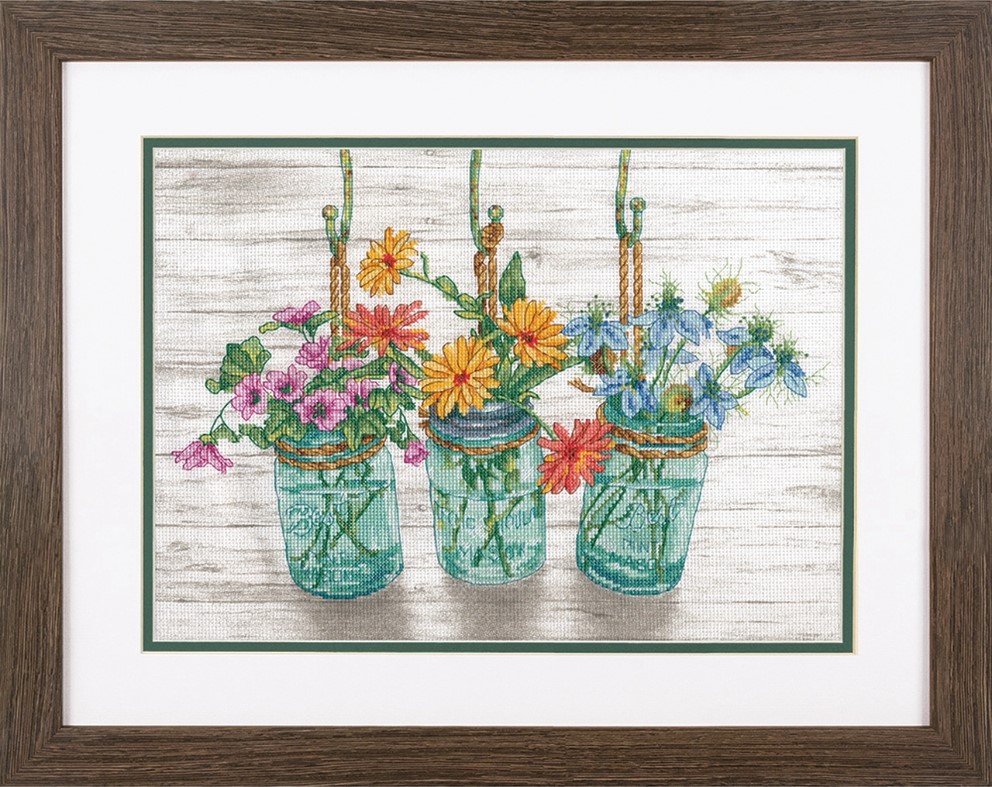 Dimensions ชุดปัก Flowers in Mason Jars