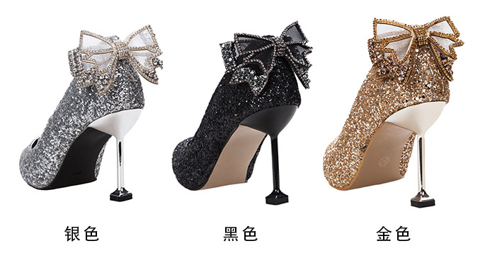 รองเท้าคัทชูแต่งโบว์ข้างหลังสีเงิน/ทอง/ดำ ไซต์ 34-39