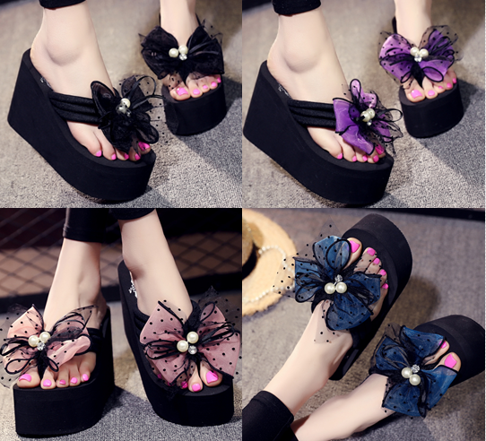 รองเท้าส้นสูงฟองน้ำสีแดง ดำ ฟ้า ม่วง เทา ชมพู น้ำเงิน ไซต์ 34-41