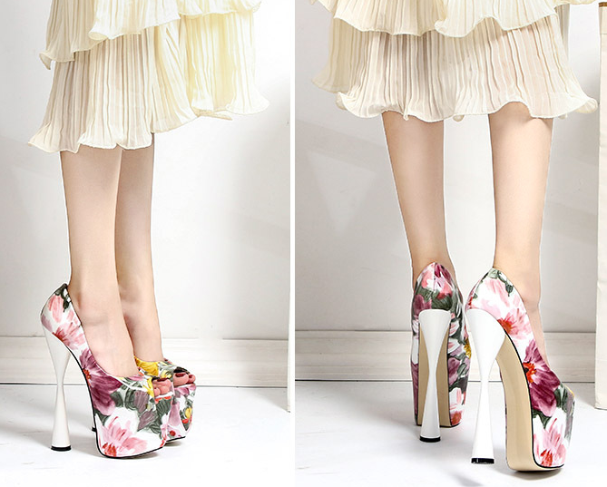รองเท้าส้นสูง ไซต์ 34-43 สีดำ/ขาว