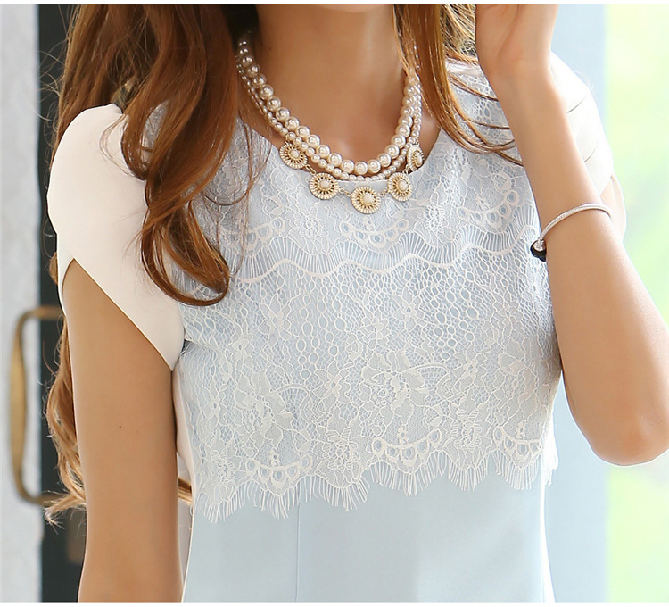 ***หมดค่ะ***เดรสสีฟ้าอ่อนแขนสั้น ตกแต่งด้วยผ้าลูกไม้ญี่ปุ่น เข้าทรงสวยมากๆค่ะ