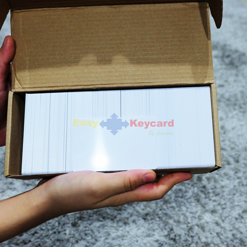 บัตรคีย์การ์ด(เเบบบาง) PVC สีขาว