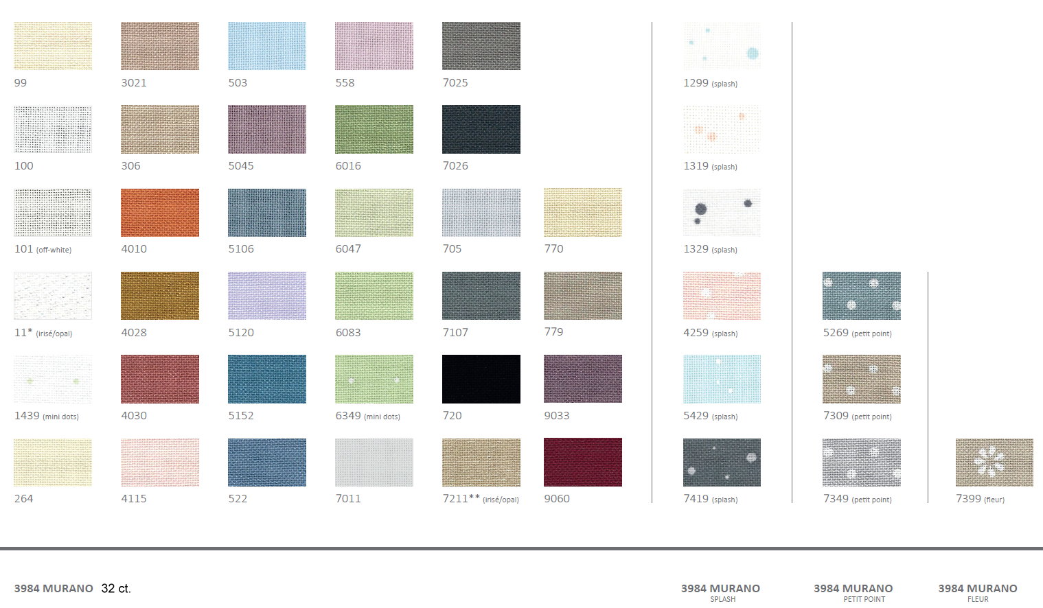 Zweigart 32 Ct. Pearl Gray Murano Evenweave ผ้าอีเวนวีฟ 32 ช่อง/นิ้ว สีเทา
