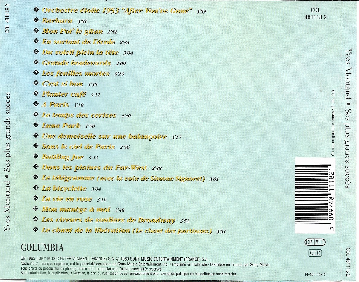 Used CD,Yves Montand - Ses plus grands succès (A)(1995)(France)