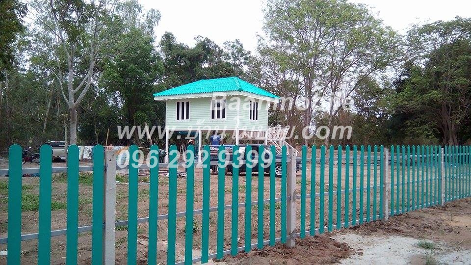 บ้านน๊อคดาวน์ ขนาด 6*7 เมตร ระเบียง 3*3 เมตร ยกสูง 2 เมตร (2ห้องนอน 2ห้องน้ำ 1ห้องรับเเขก)