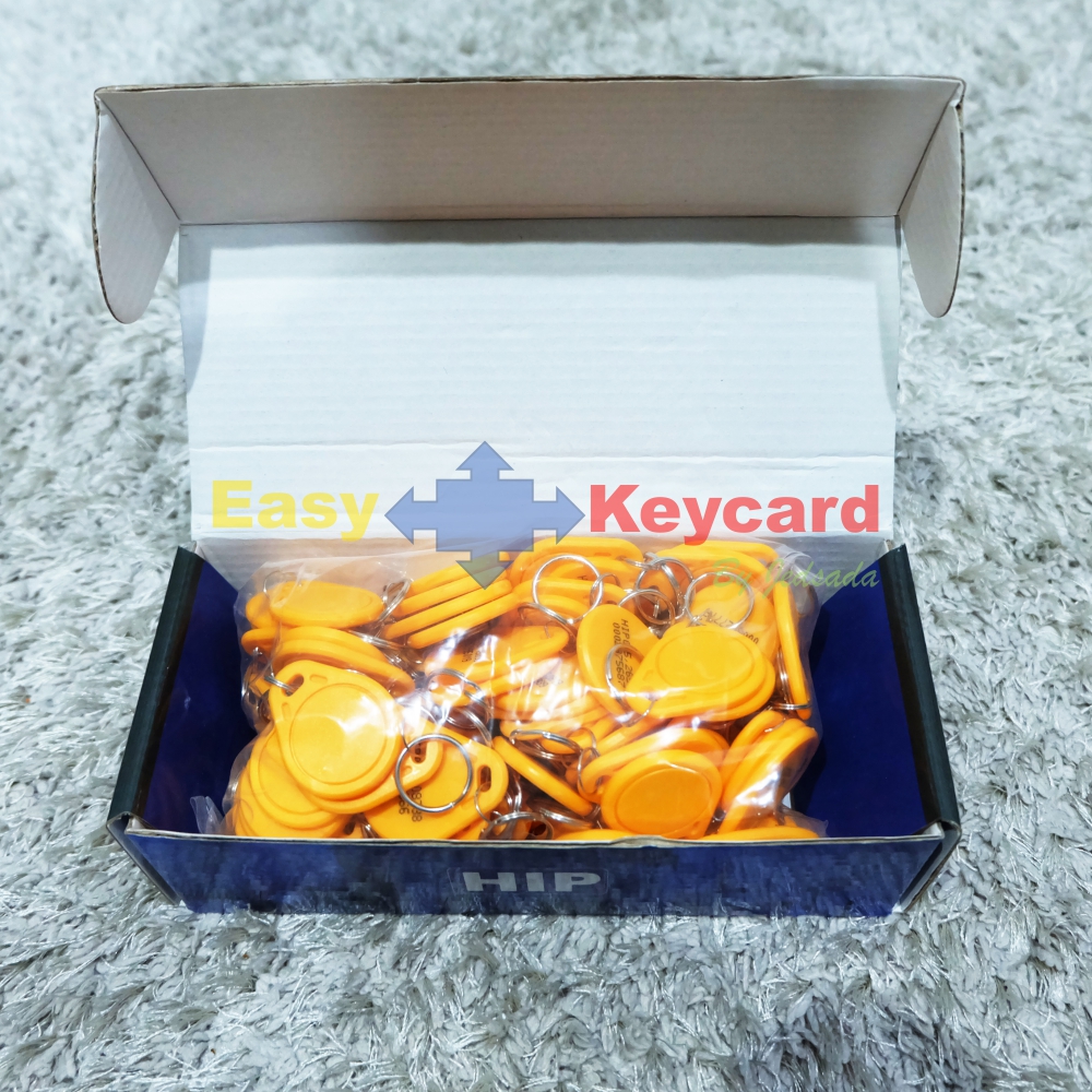 พวงกุญเเจคีย์การ์ด Keytag (Proximity 125Khz.) (เเบบหยดน้ำ ยี่ห้อ HIP ) สีเหลือง