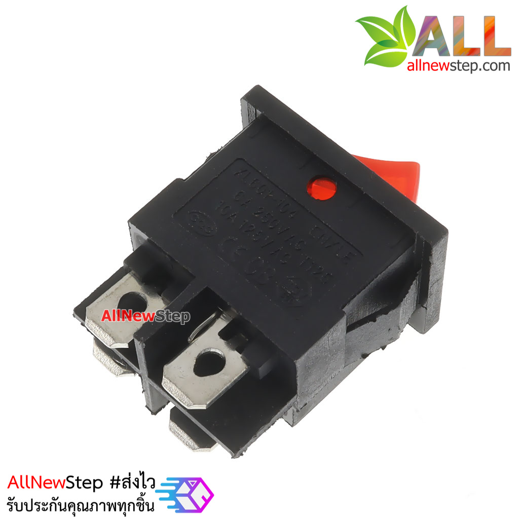 สวิตช์เปิดปิด 220V 6A Rocker switch KCD1 พร้อมไฟ LED สีแดง