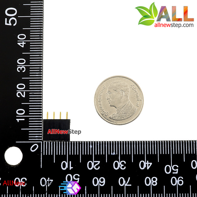 1x4 pin 2.54mm PCB Female Header Single Row Straight Copper Pin จำนวน 1 ชิ้น