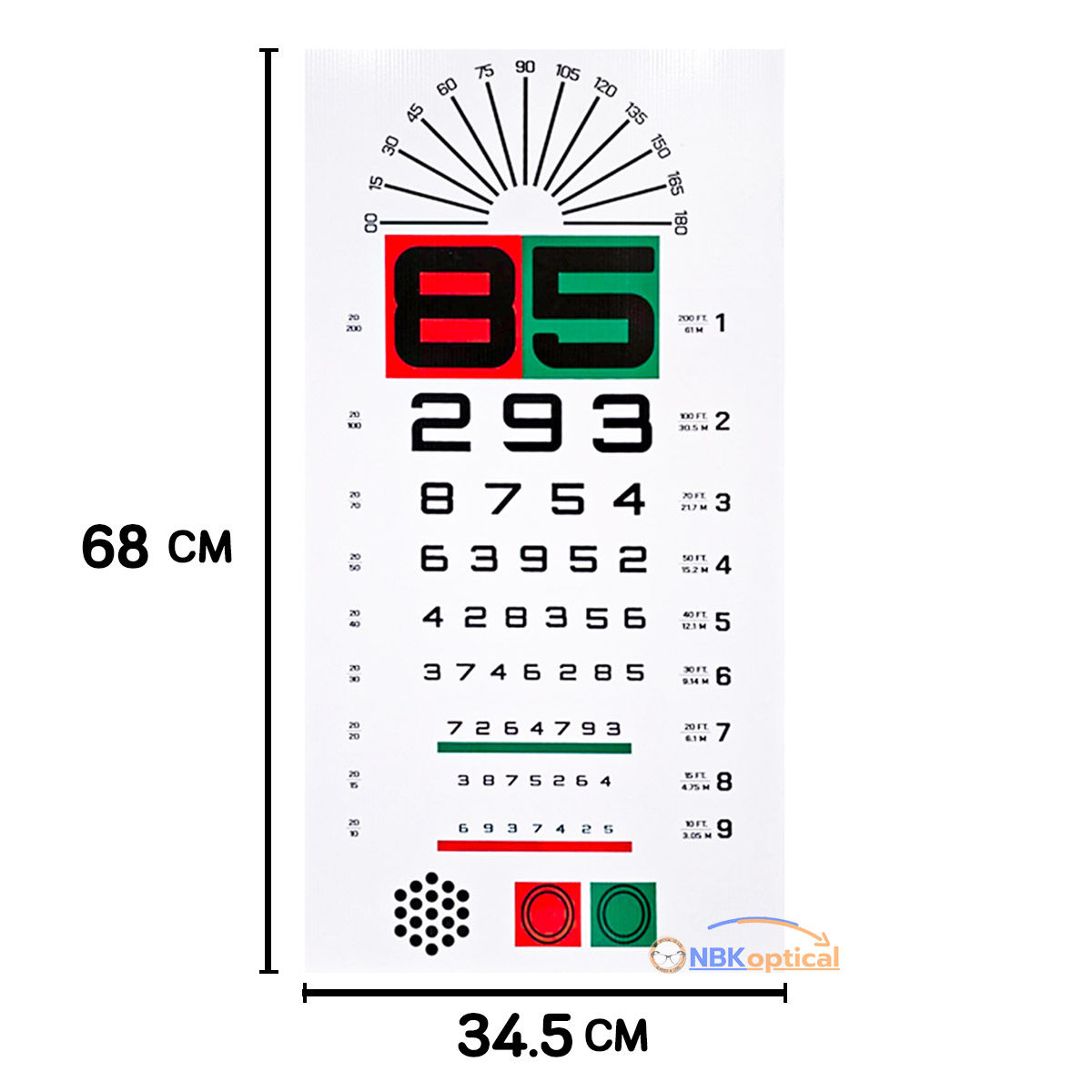 แผ่นป้ายวัดสายตา85(วัสดุฟิวเจอร์บอร์ด) ระยะ 6 เมตร