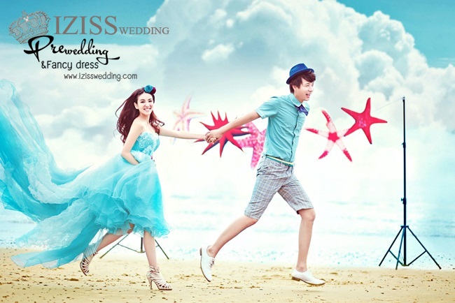 ***พร้อมส่ง***ชุดถ่ายพรีเว็ดดิ้ง (pre wedding dress) ชุดแฟนตาซีชายหญิง "ธีมสีฟ้าน้ำทะเล"
