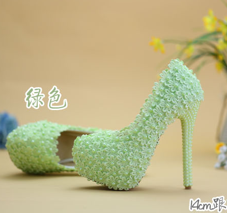 รองเท้าเจ้าสาว ไซต์ 34-41 สีม่วง สีเขียว ส้นสูง 8,11,14 ซม.