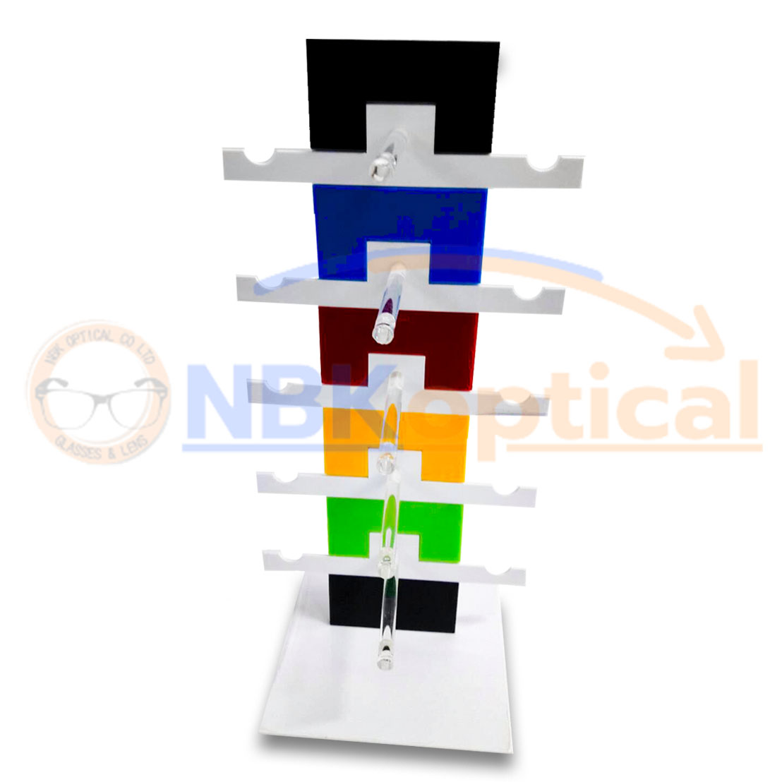 แท่นโชว์แว่นตาหลากหลายสี