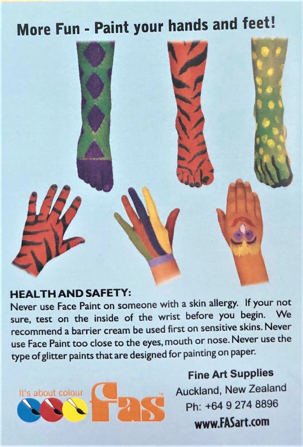 FAS Face Paint Set 10 ml (ชุดสีเพ้นท์หน้าพร้อมพู่กัน)