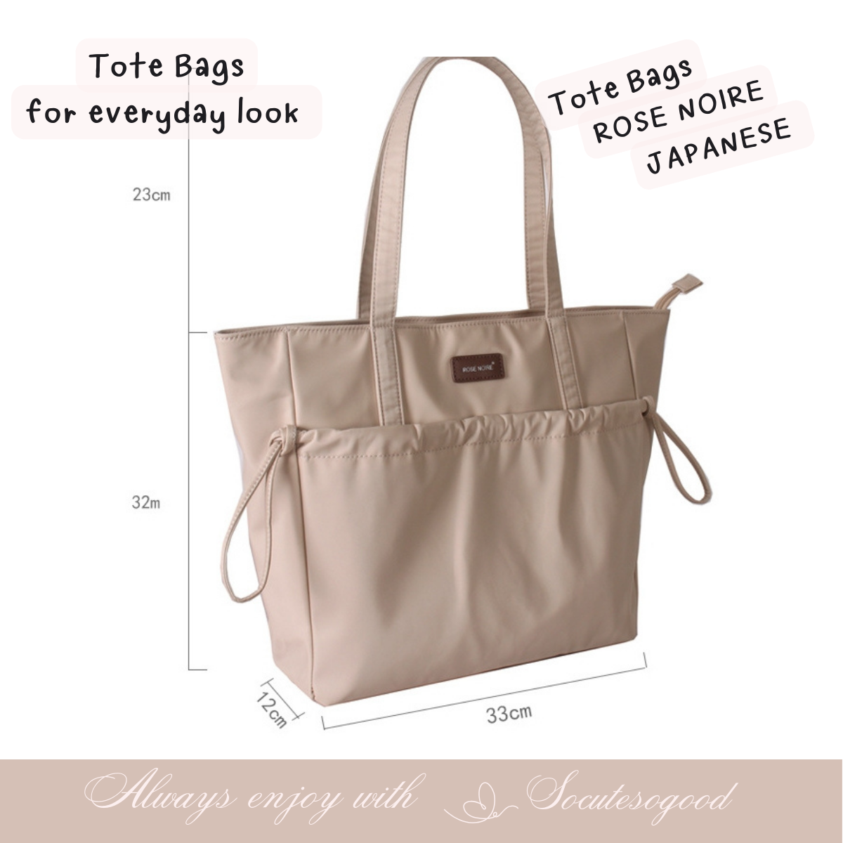 Rose Noire Tote bags for everyday look กระเป๋าดูเรียบหรูมีสไตล์ สะพายได้ทุกลุคทุกวัน น้ำหนักเบ๊าเบา สำเนา